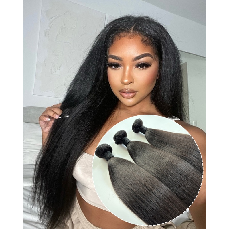 Elesis Corase Virgin Yaki Straight Human Hair 3 Bundles Remy Hair Wave Weft 100% Human Hair