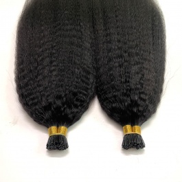 Elesis Virgin Hair Kinky Straight I-tips hair extensions Virgin Remy Hair 100grams-Tip08