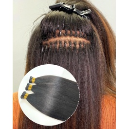 Hair Wave Optional  I-tip Raw hair Natural Black extensions pre-order sample 100grams