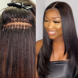 Hair Wave Optional  I-tip Raw hair Natural Black extensions pre-order sample 100grams