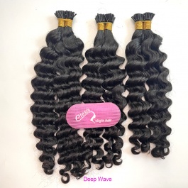 Hair Wave Optional  I-tip Raw hair Natural Black extensions pre-order sample 100grams