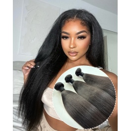 Elesis Corase Virgin Yaki Straight Human Hair 3 Bundles Remy Hair Wave Weft 100% Human Hair