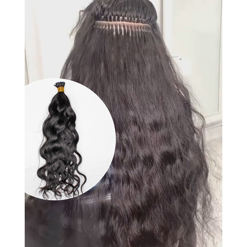 Elesis Virgin Hair Natural Wave I-tips hair extensions Virgin Remy Hair100gram