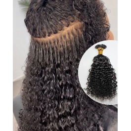 Elesis Virgin Hair Luxe Deep Curly Flat tips hair extensions k-tips Virgin Remy Hair 100grams-ktip3