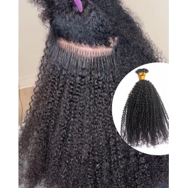 Elesis Virgin Hair Flat Keratin bonds Kinky Curly ktips hair extensions Virgin Remy Hair 100grams