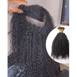 Elesis Virgin Hair Flat Keratin bonds Jerry Curly ktips hair extensions Virgin Remy Hair 100grams