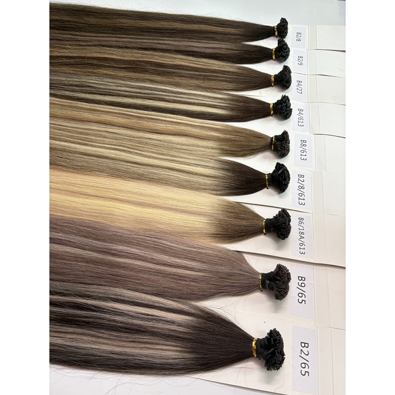 Keratin Flat Tips Colored  Dark-root  Toner Highlight Virgin Remy Ktips extensions 100grams