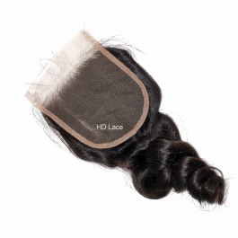 4x4 Raw Hair Lace Closure  Loose Curly  Swiss Lace/Transparent LACE/HD lace