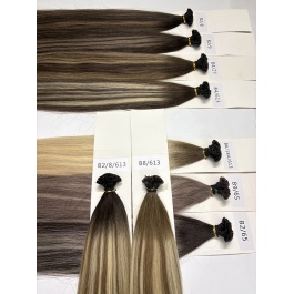  Keratin Flat Tips Colored  Dark-root  Toner Highlight Virgin Remy Ktips extensions 100grams