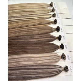 Keratin Flat Tips Colored Highlight Piano Color  Virgin Remy Ktips extensions 100grams