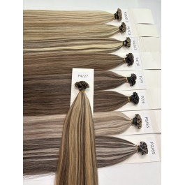 Keratin Flat Tips Colored Highlight Piano Color  Virgin Remy Ktips extensions 100grams