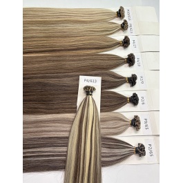 Keratin Flat Tips Colored Highlight Piano Color  Virgin Remy Ktips extensions 100grams