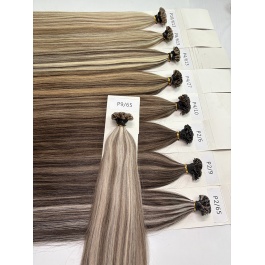 Keratin Flat Tips Colored Highlight Piano Color  Virgin Remy Ktips extensions 100grams