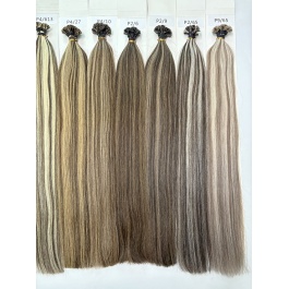 Keratin Flat Tips Colored Highlight Piano Color  Virgin Remy Ktips extensions 100grams