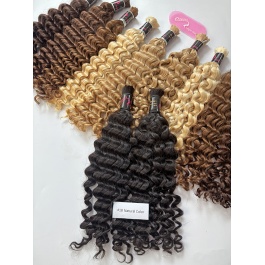 Elesis Virgin hair Colored bulk hair for braids Curly Virgin Remy hair Extensions