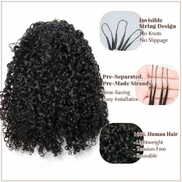  Seamless Feather Crochet Human Hair Extensions texture black and color