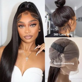 Invisible Straps 360 Frontal Transparent / HD  Lace Virgin Hair Wig Density Pattern Customize