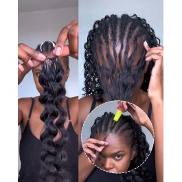  Seamless Feather Crochet Human Hair Extensions texture black and color