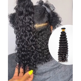 Elesis Virgin Hair Deep Wave Flat tips hair extensions k-tips Virgin Remy Hair 100grams