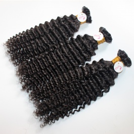 Elesis Virgin Hair Deep Wave Flat tips hair extensions k-tips Virgin Remy Hair 100grams