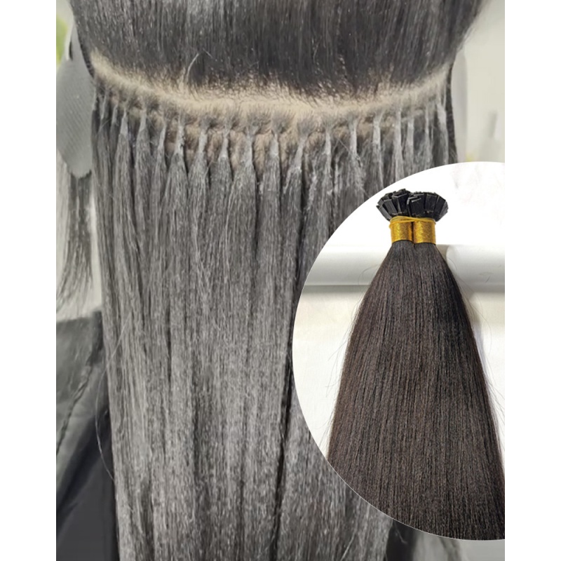 Elesis Virgin Hair Yaki Straight k-tips Keratin extensions Flat tips Virgin Remy Hair 100grams