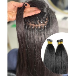 Elesis Virgin Hair Yaki Straight Itips hair extensions Virgin Remy Hair 100grams